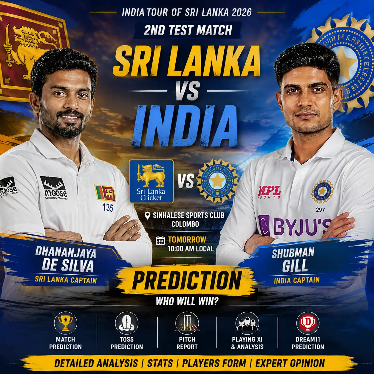 Sri Lanka vs India 2nd Test 2026 Prediction
